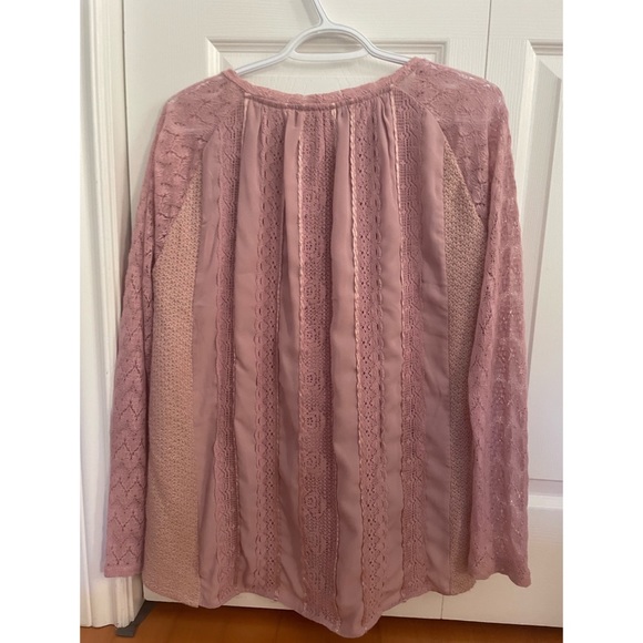 Anthropologie One September Feathered Lace Dusty Pink Sweater - Picture 3 of 4